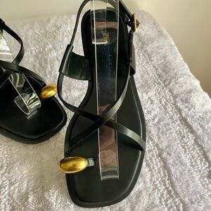 Zara Women's Black Sandals with Gold accent.